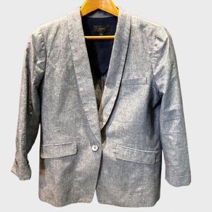 J. Crew Linen Blend Women’s Blazer 3/4 Sleeve Jacket Career Office Wear Size 10